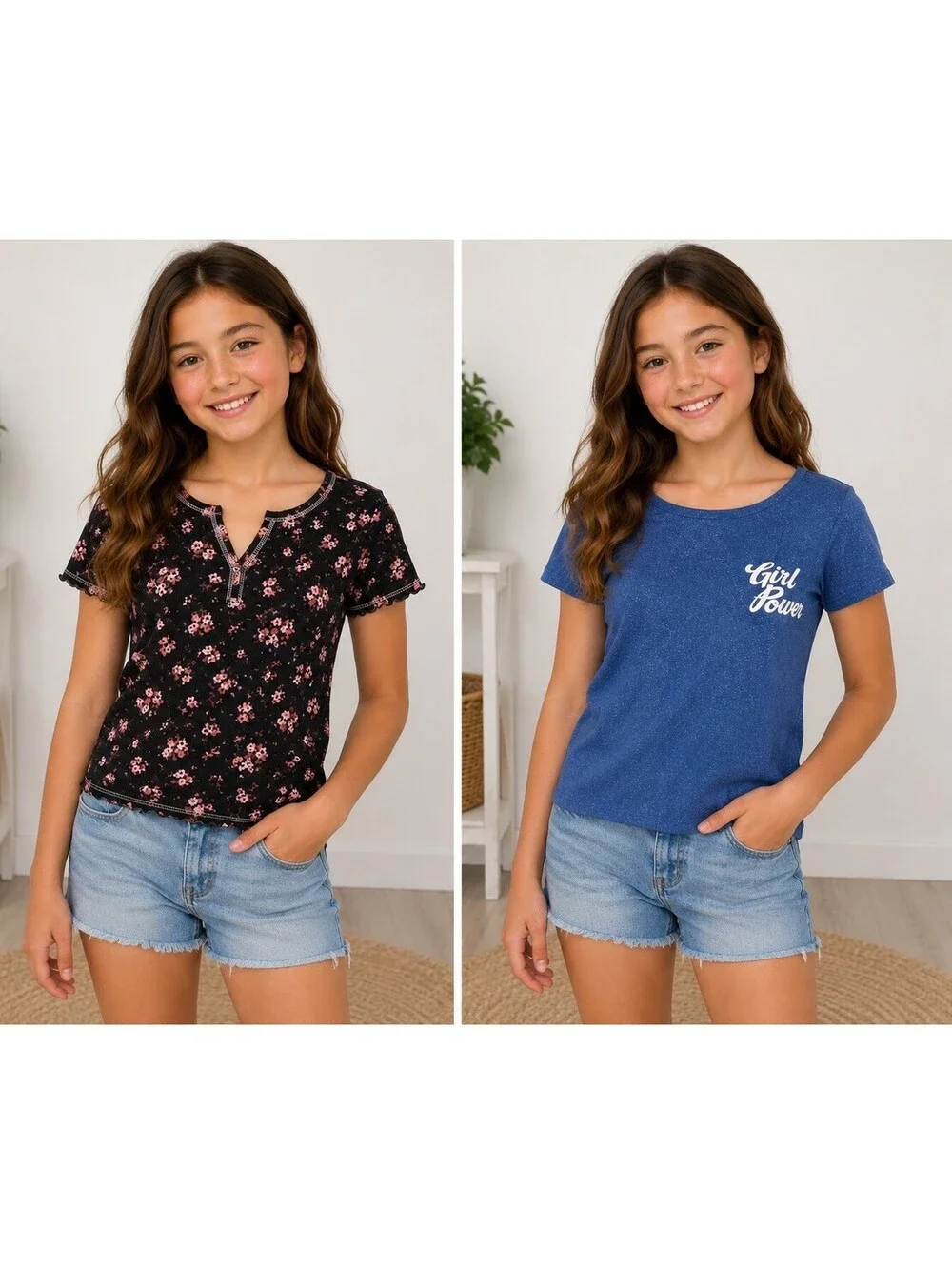 Girls T-Shirt Bundle Size 10/12 Old Navy Art Class Floral Graphic Tops Lot of 2